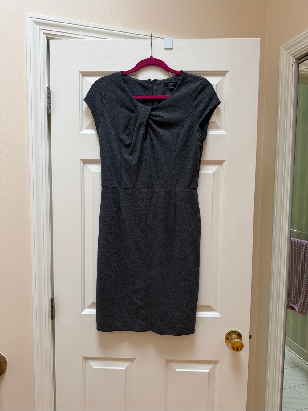 Banana Republic Charcoal Twist-Front Sheath Dress